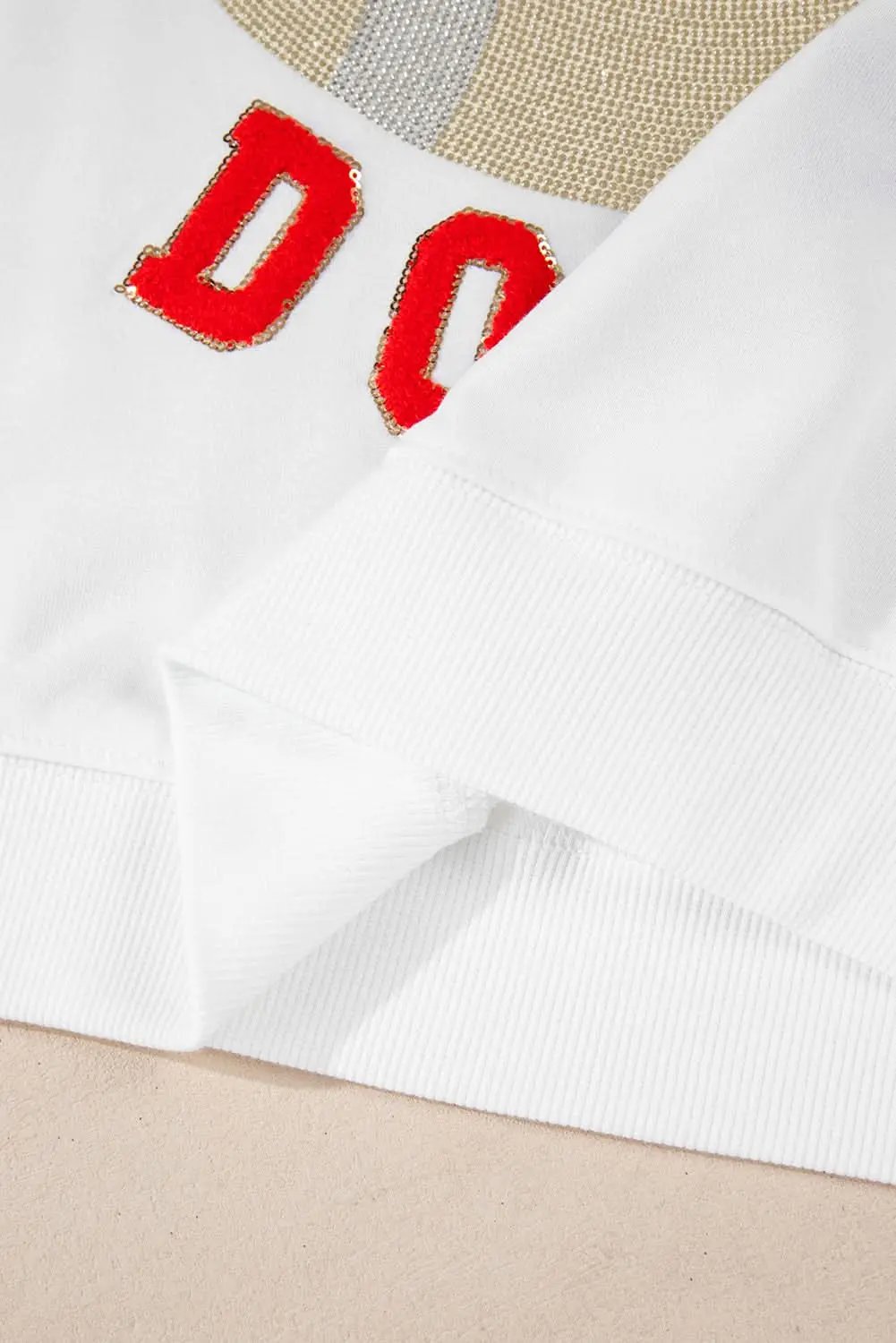 White TOUCH DOWN Football Graphic Pullover Sweatshirt - Love Salve